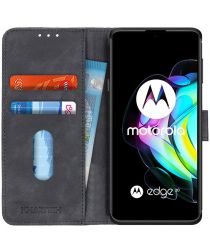 KHAZNEH Motorola Edge 20 Hoesje Retro Wallet Book Case Zwart