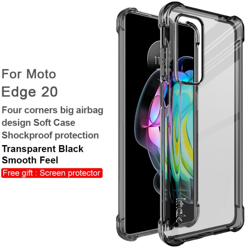 IMAK Motorola Edge 20 Hoesje + Screenprotector Transparant Zwart afbeelding 7