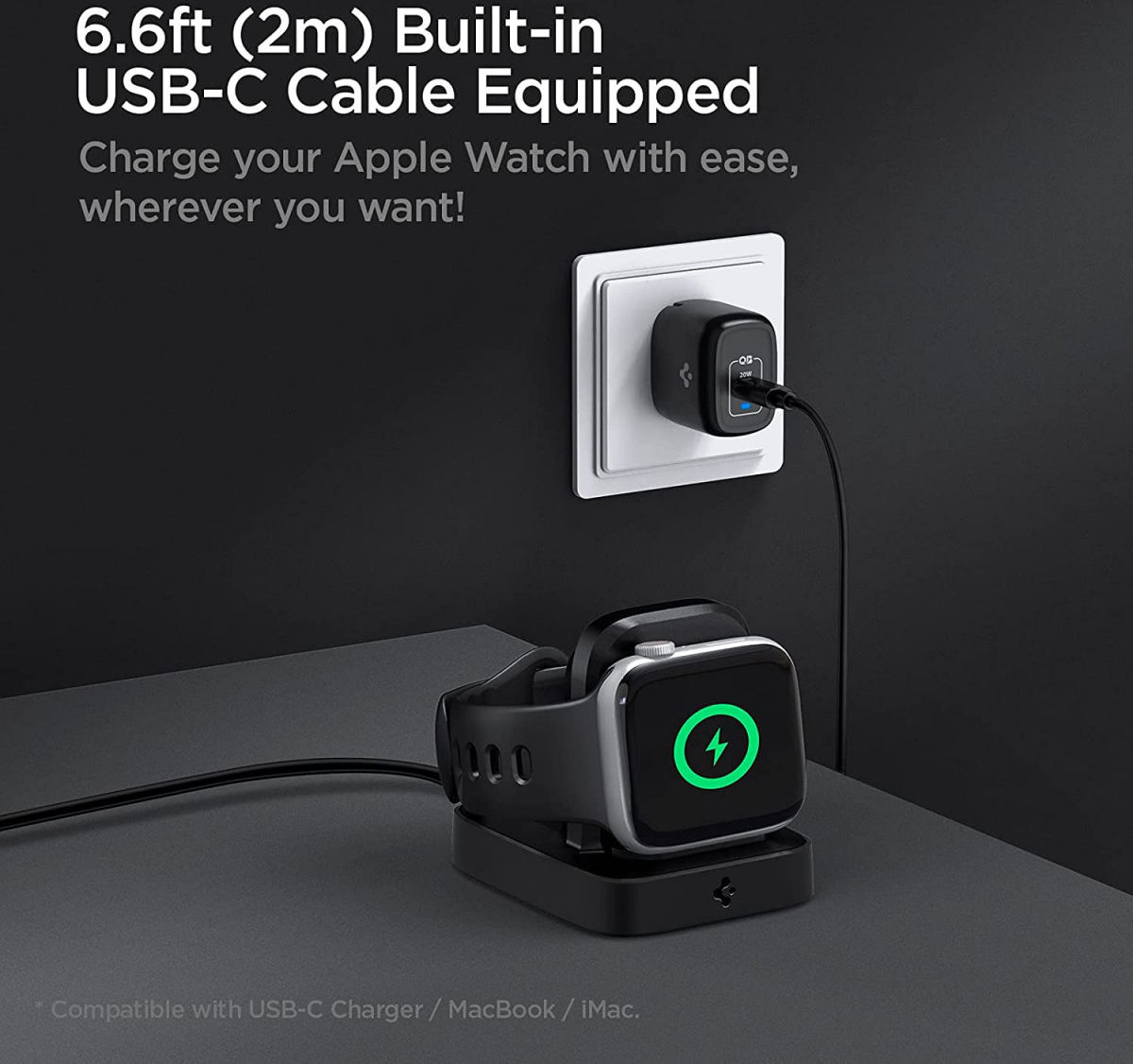 Spigen ArcField PF2002 2.5W Draadloze Oplader voor Apple Watch afbeelding 7
