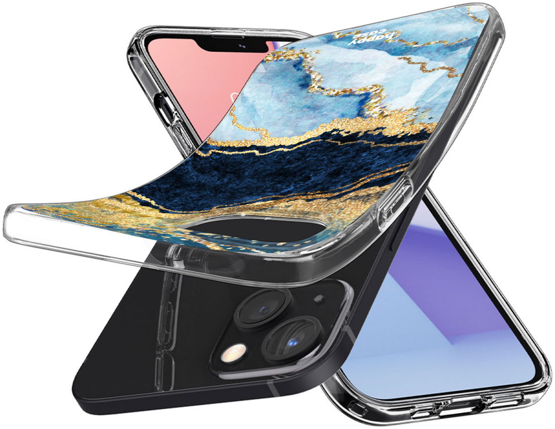 HappyCase iPhone 13 Mini Hoesje Flexibel TPU Blauw Marmer Print afbeelding 2