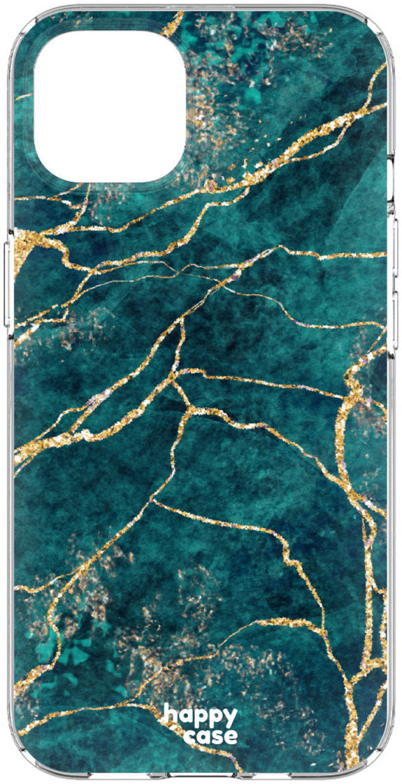 HappyCase iPhone 13 Hoesje Flexibel TPU Aqua Marmer Print afbeelding 6