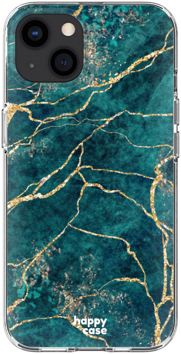 HappyCase iPhone 13 Hoesje Flexibel TPU Aqua Marmer Print afbeelding 7