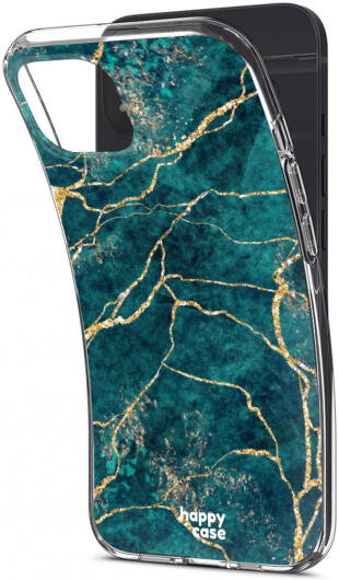 HappyCase iPhone 13 Hoesje Flexibel TPU Aqua Marmer Print afbeelding 5