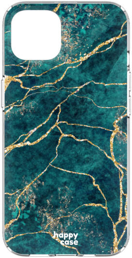 HappyCase iPhone 13 Hoesje Flexibel TPU Aqua Marmer Print afbeelding 6