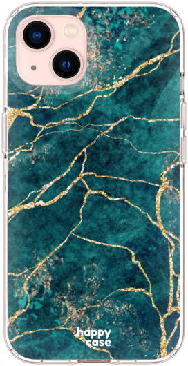 HappyCase iPhone 13 Hoesje Flexibel TPU Aqua Marmer Print afbeelding 1
