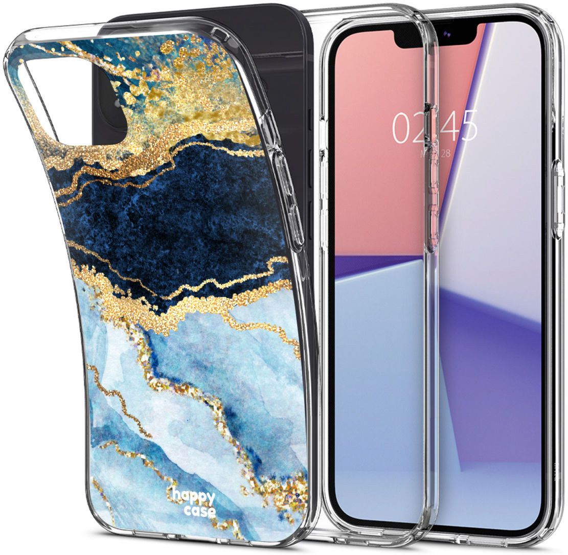 HappyCase iPhone 13 Hoesje Flexibel TPU Blauw Marmer Print afbeelding 8