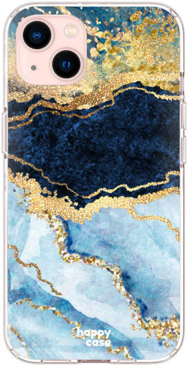 HappyCase iPhone 13 Hoesje Flexibel TPU Blauw Marmer Print afbeelding 1