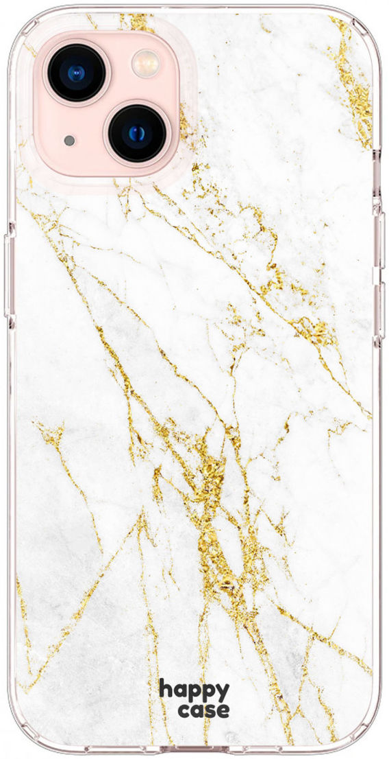 HappyCase iPhone 13 Hoesje Flexibel TPU Wit Marmer Print afbeelding 1