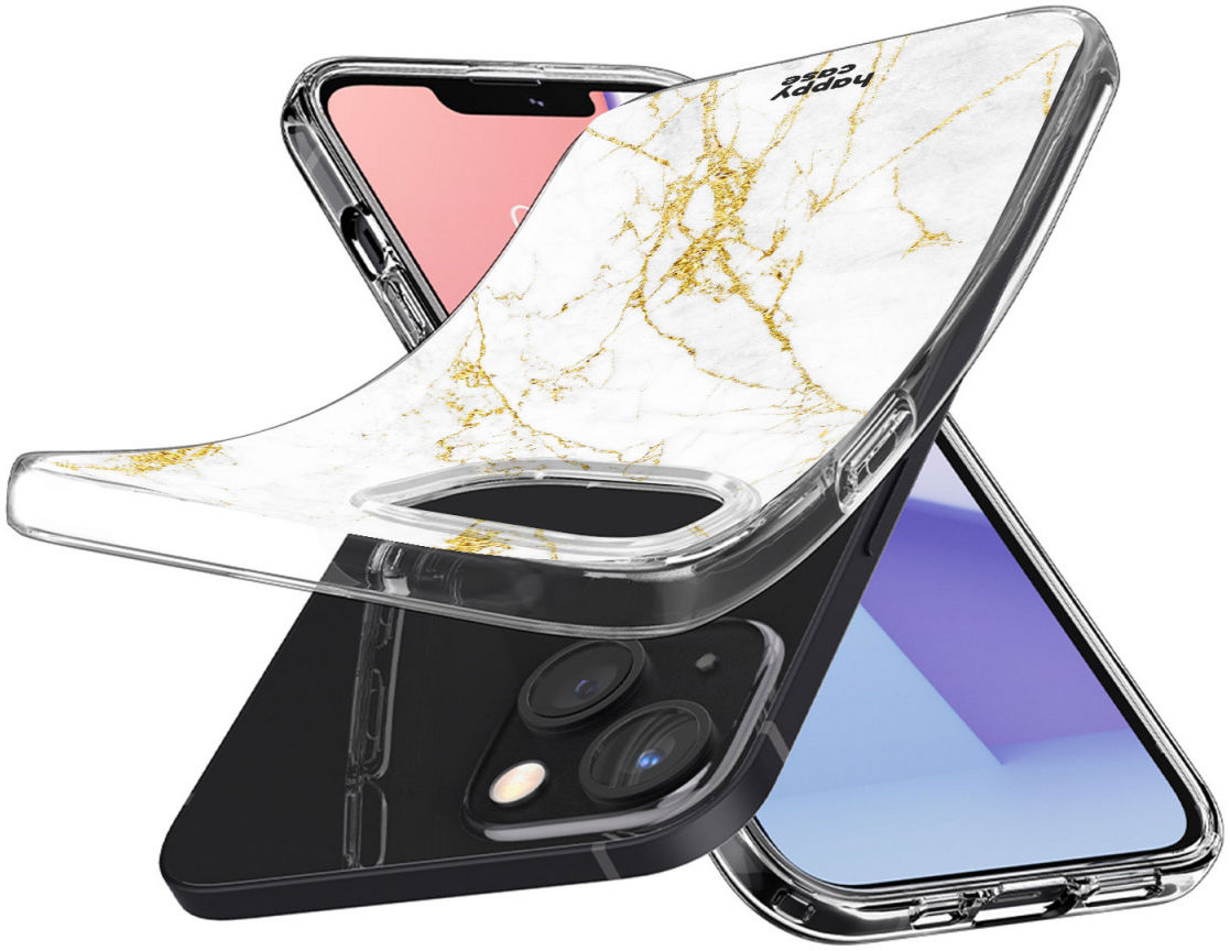 HappyCase iPhone 13 Hoesje Flexibel TPU Wit Marmer Print afbeelding 2