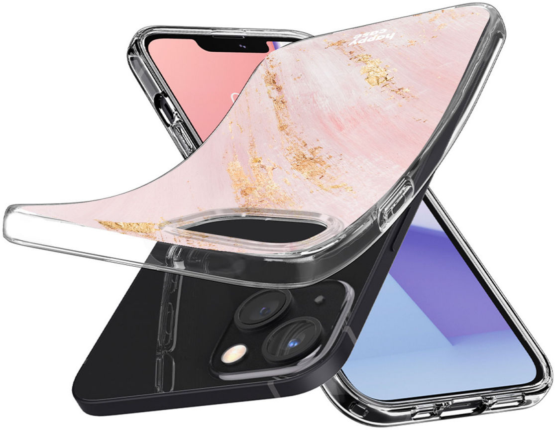 HappyCase iPhone 13 Hoesje Flexibel TPU Pink Marmer Print afbeelding 8