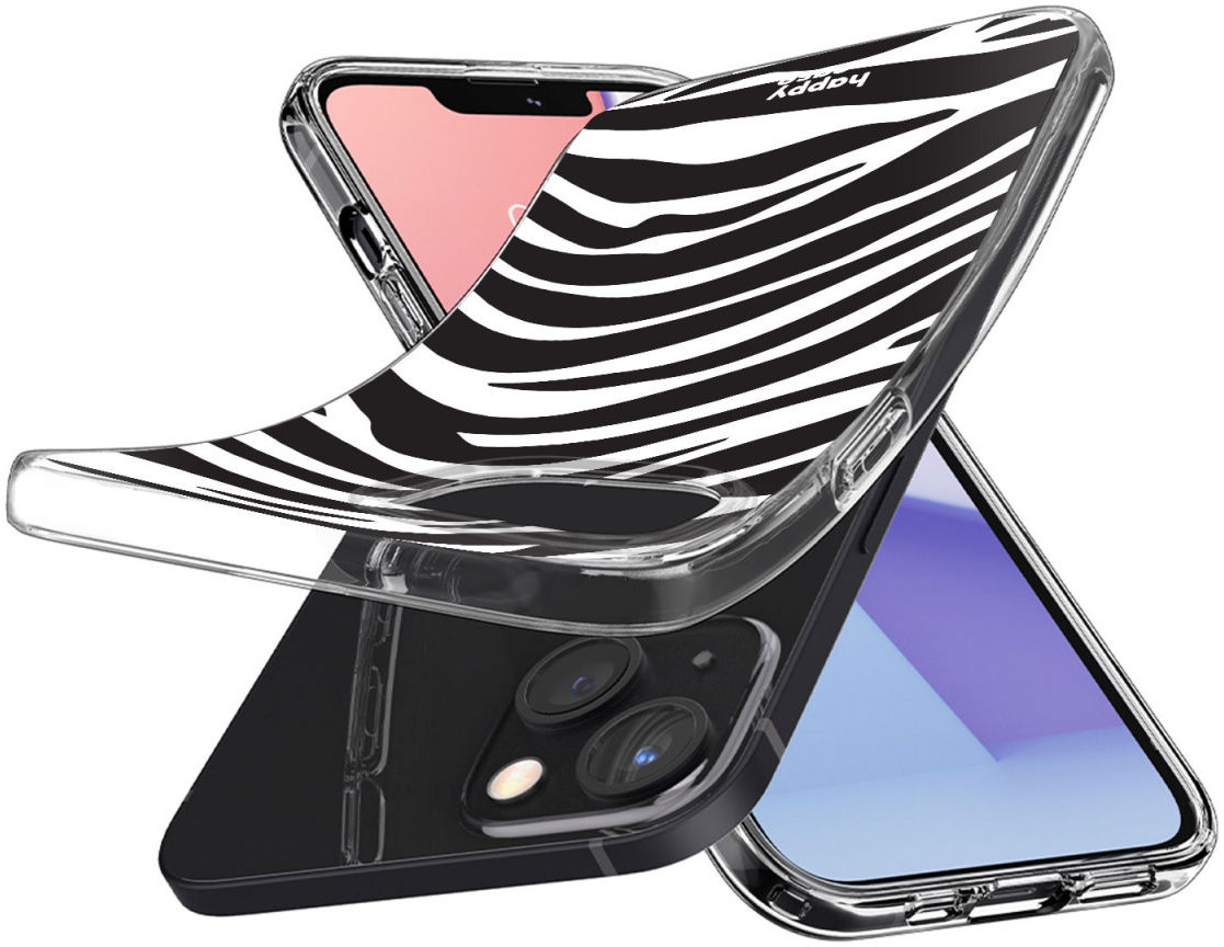 HappyCase iPhone 13 Hoesje Flexibel TPU Zebra Printje afbeelding 2