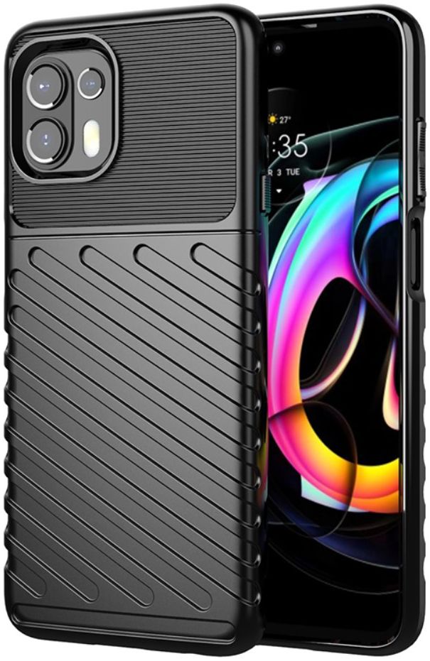 Motorola Edge 20 Lite Hoesje TPU Thunder Design Back Cover Zwart afbeelding 1