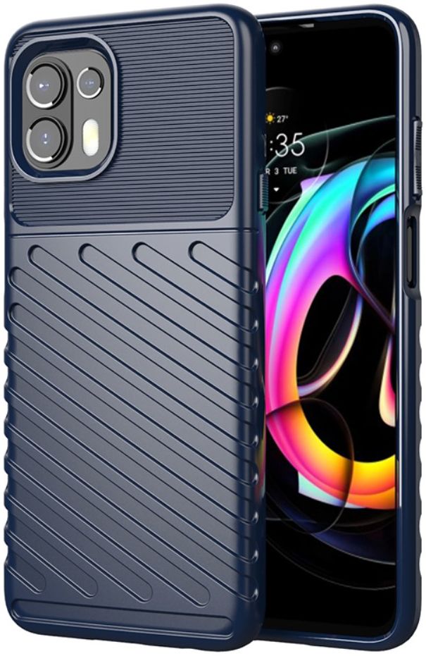Motorola Edge 20 Lite Hoesje TPU Thunder Design Back Cover Blauw afbeelding 1