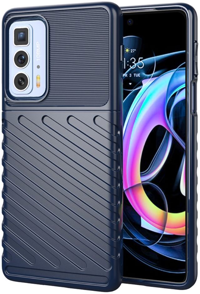 Motorola Edge 20 Pro Hoesje TPU Thunder Design Back Cover Blauw afbeelding 1