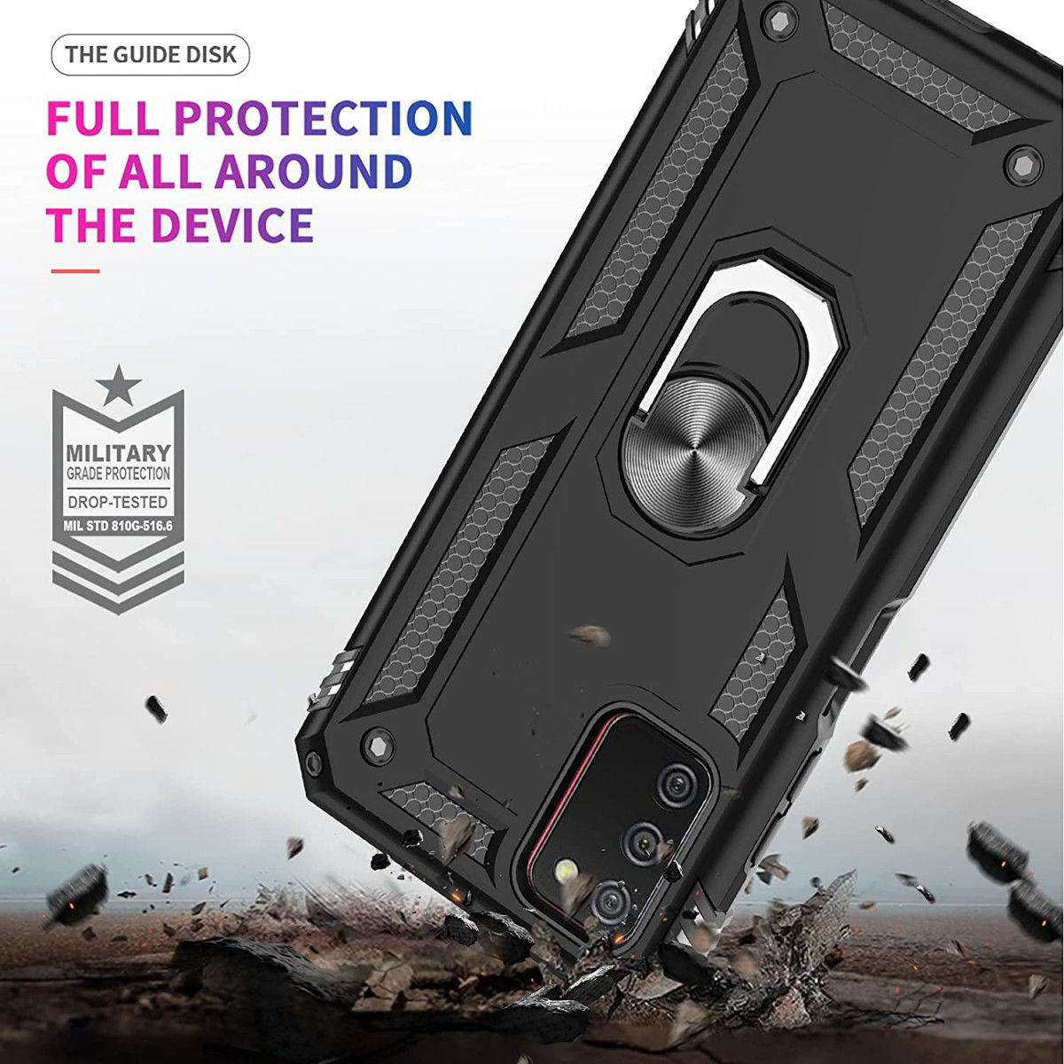 Samsung Galaxy A03s Hoesje Metalen Magnetische Kickstand Zwart afbeelding 6