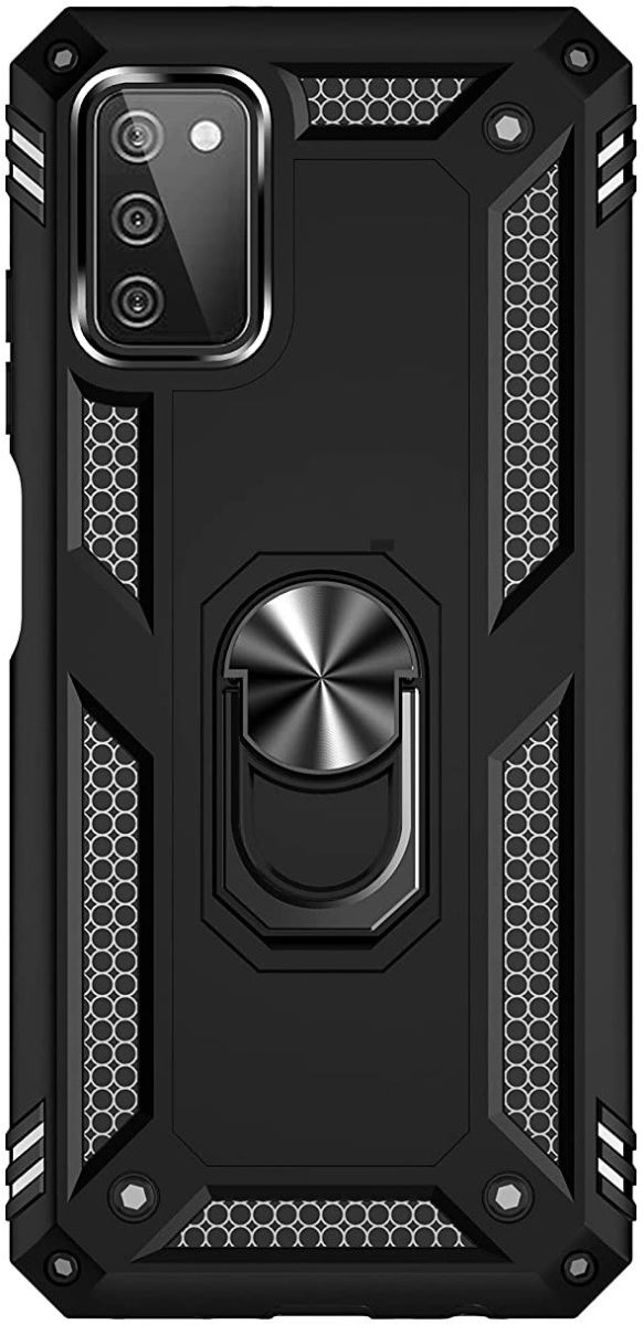 Samsung Galaxy A03s Hoesje Metalen Magnetische Kickstand Zwart afbeelding 2