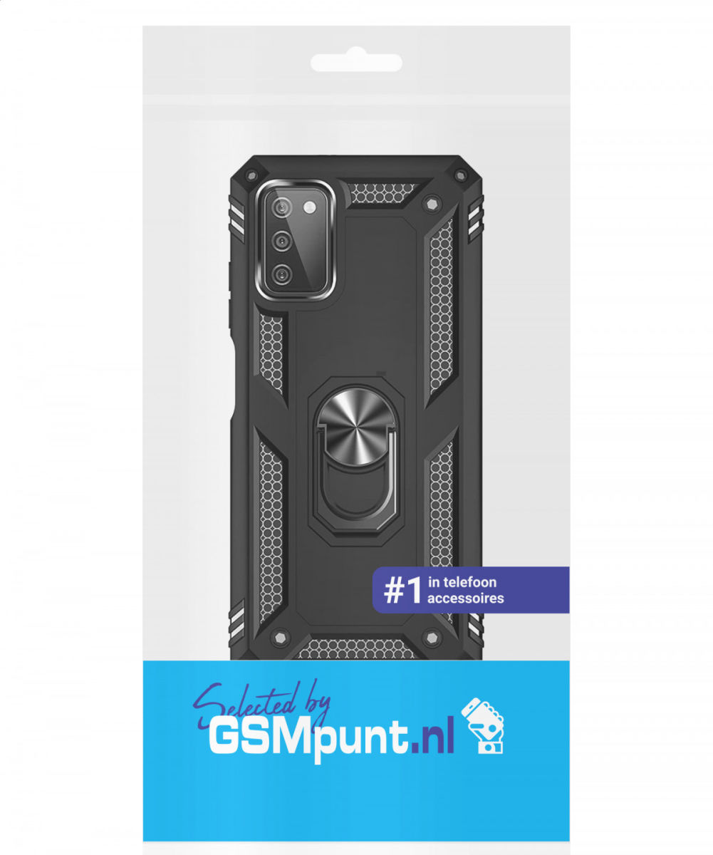 Samsung Galaxy A03s Hoesje Metalen Magnetische Kickstand Zwart afbeelding 8