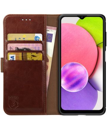 Rosso Element Samsung Galaxy A03S Hoesje Book Cover Wallet Bruin Hoesjes