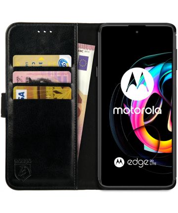 Rosso Element Motorola Edge 20 Lite Hoesje Book Cover Wallet Zwart Hoesjes