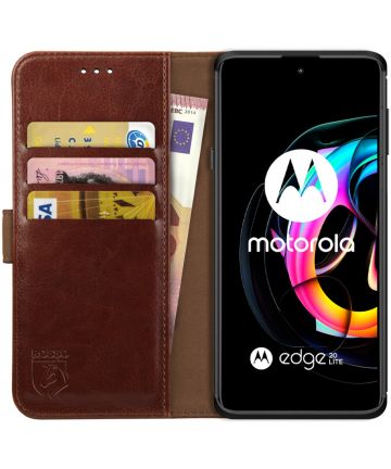 Rosso Element Motorola Edge 20 Lite Hoesje Book Cover Wallet Bruin Hoesjes