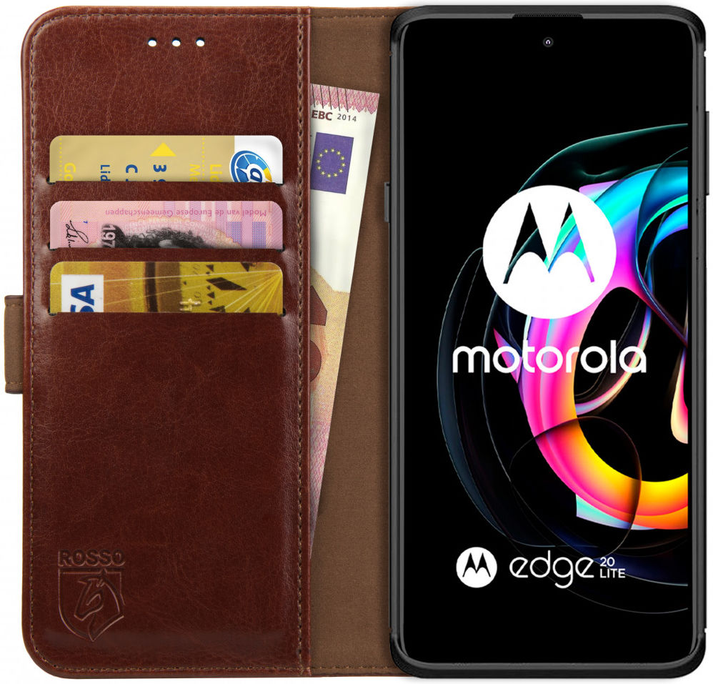 Rosso Element Motorola Edge 20 Lite Hoesje Book Cover Wallet Bruin afbeelding 1