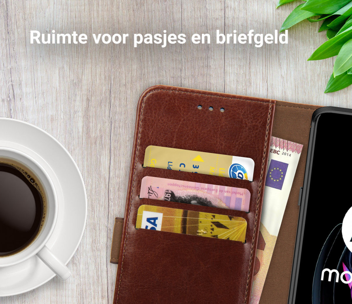 Rosso Element Motorola Edge 20 Lite Hoesje Book Cover Wallet Bruin afbeelding 5