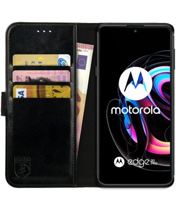 Rosso Element Motorola Edge 20 Pro Hoesje Book Cover Wallet Zwart Hoesjes