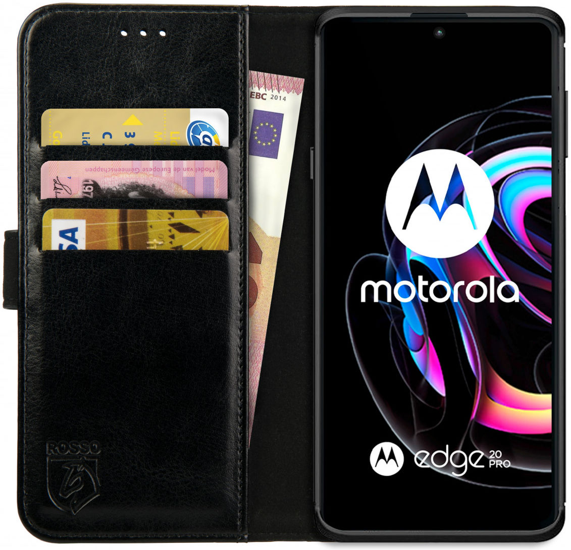 Rosso Element Motorola Edge 20 Pro Hoesje Book Cover Wallet Zwart afbeelding 1