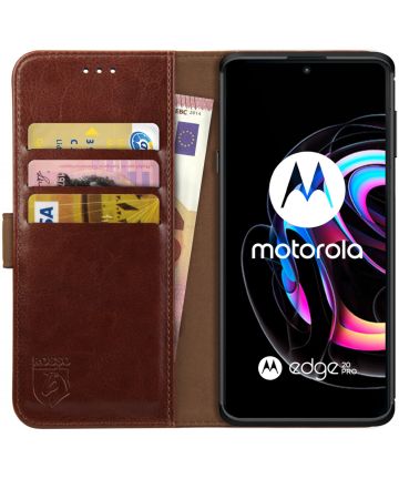 Rosso Element Motorola Edge 20 Pro Hoesje Book Cover Wallet Bruin Hoesjes