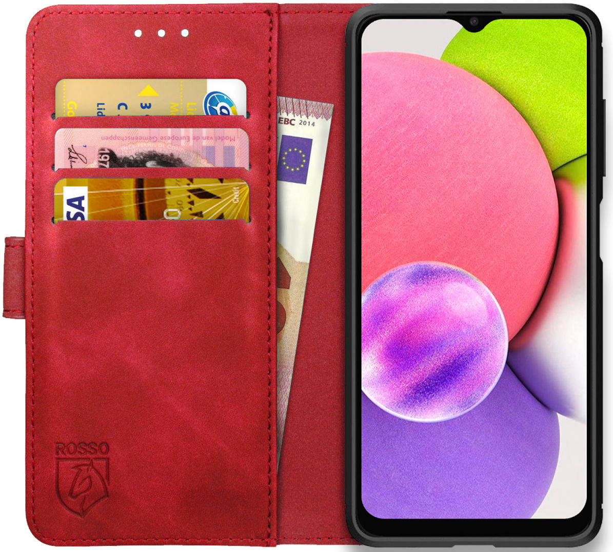 Rosso Element Samsung Galaxy A03S Hoesje Book Cover Wallet Rood afbeelding 1
