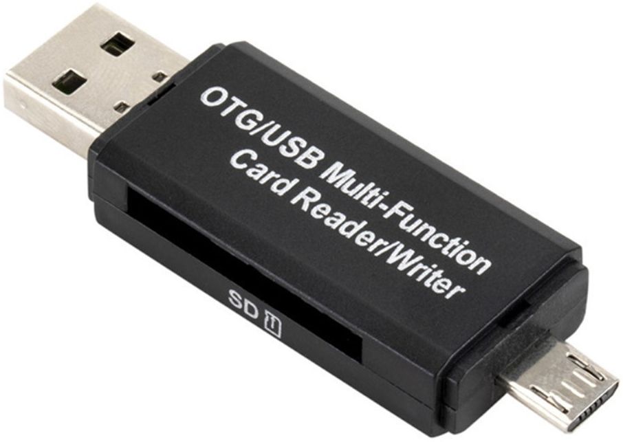 On The Go Geheugenkaartlezer USB 2.0 / MicroUSB Cardreader afbeelding 1