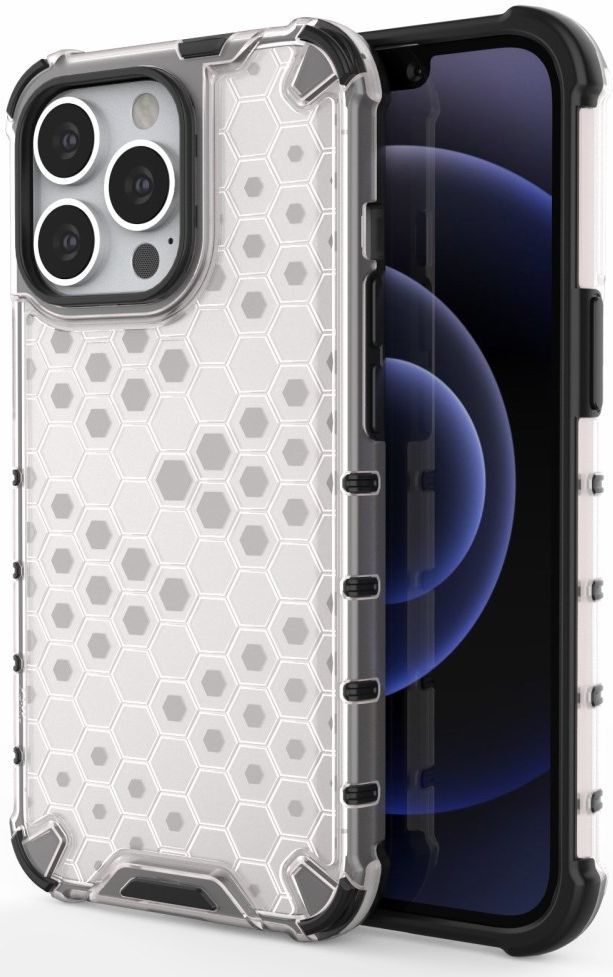 Apple iPhone 13 Pro Hybride Honinggraat Hoesje Grijs afbeelding 1