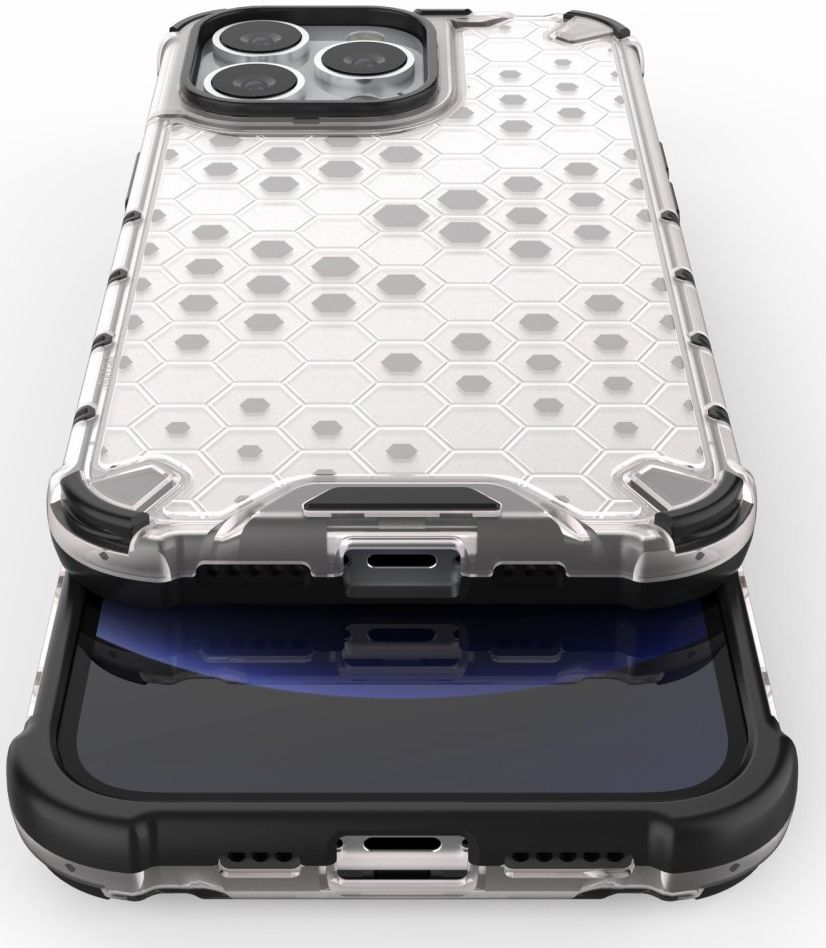 Apple iPhone 13 Pro Hybride Honinggraat Hoesje Grijs afbeelding 10