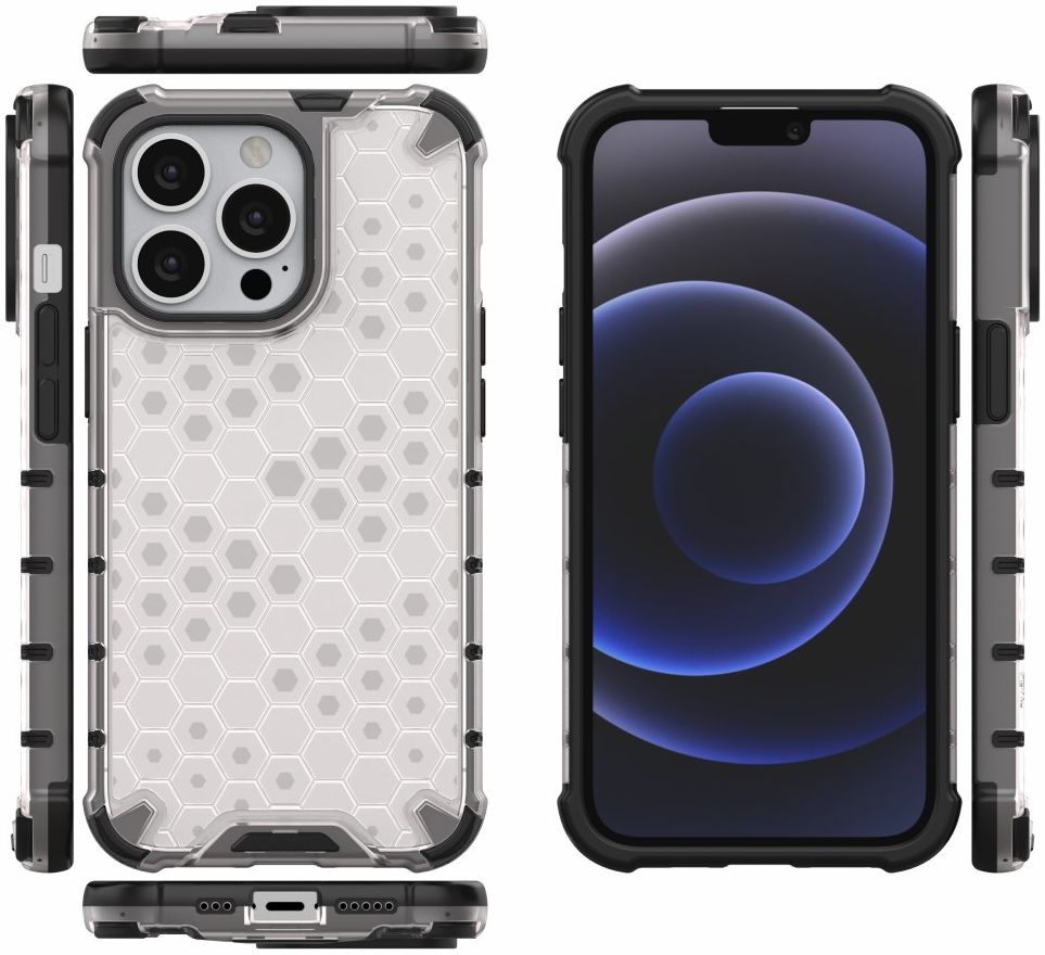 Apple iPhone 13 Pro Hybride Honinggraat Hoesje Grijs afbeelding 12