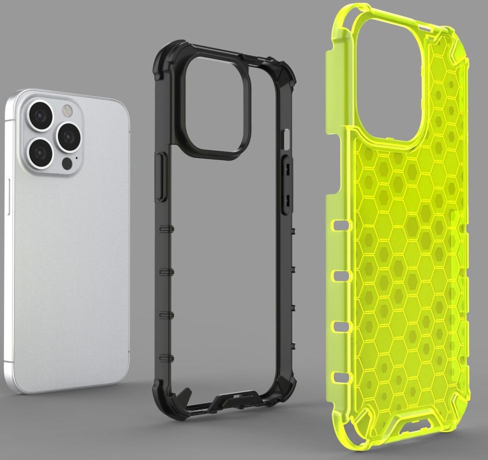 Apple iPhone 13 Pro Hybride Honinggraat Hoesje Grijs afbeelding 13