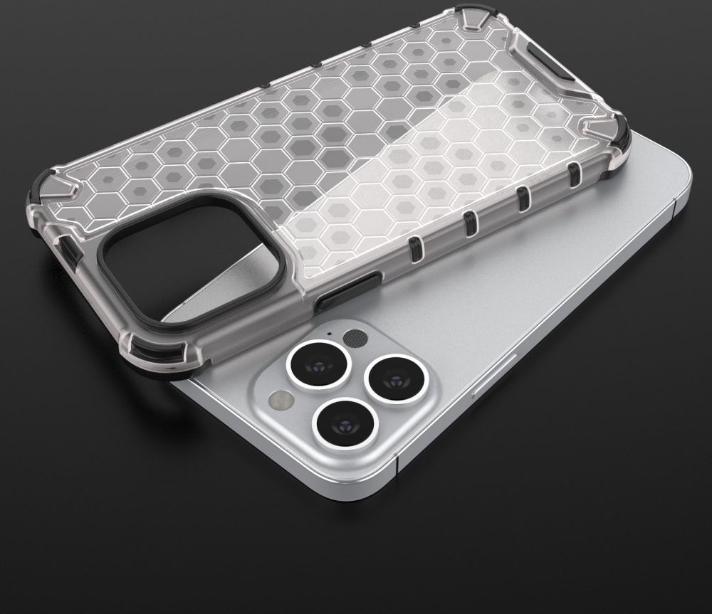 Apple iPhone 13 Pro Hybride Honinggraat Hoesje Grijs afbeelding 2
