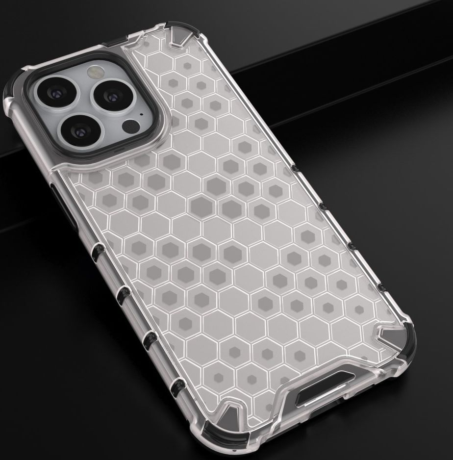 Apple iPhone 13 Pro Hybride Honinggraat Hoesje Grijs afbeelding 3
