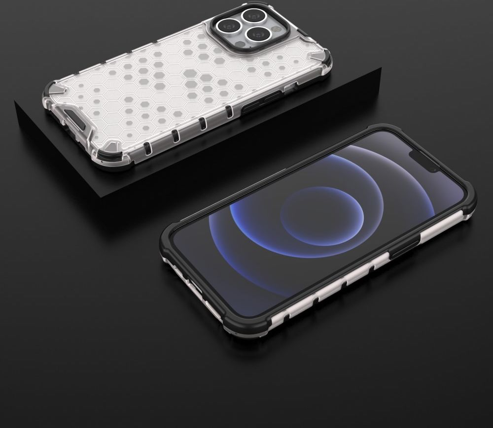 Apple iPhone 13 Pro Hybride Honinggraat Hoesje Grijs afbeelding 4