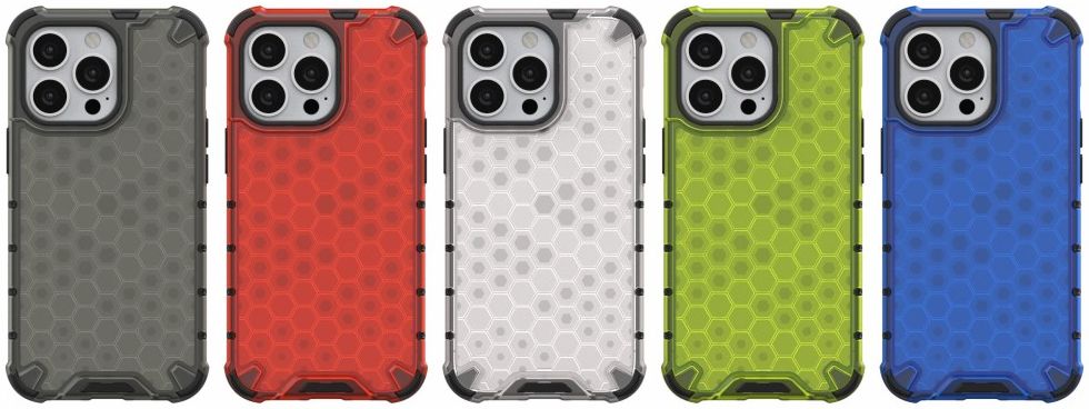 Apple iPhone 13 Pro Hybride Honinggraat Hoesje Grijs afbeelding 5