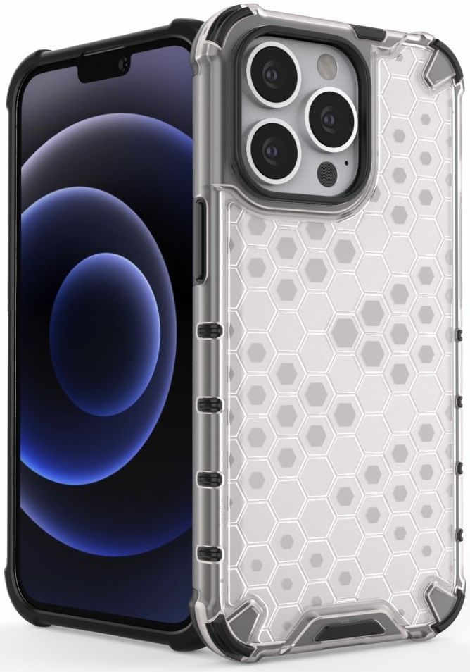 Apple iPhone 13 Pro Hybride Honinggraat Hoesje Grijs afbeelding 6