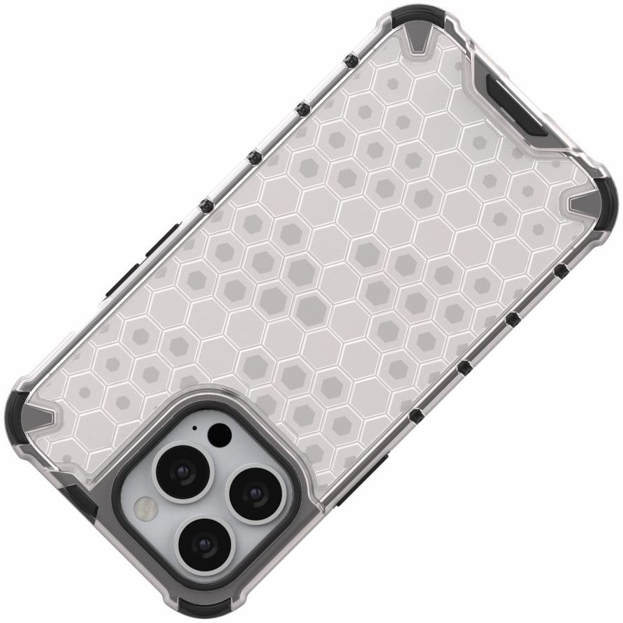Apple iPhone 13 Pro Hybride Honinggraat Hoesje Grijs afbeelding 8
