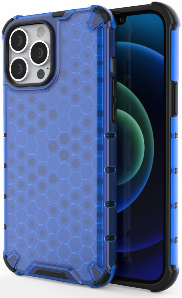Apple iPhone 13 Pro Max Hybride Honinggraat Hoesje Blauw afbeelding 1