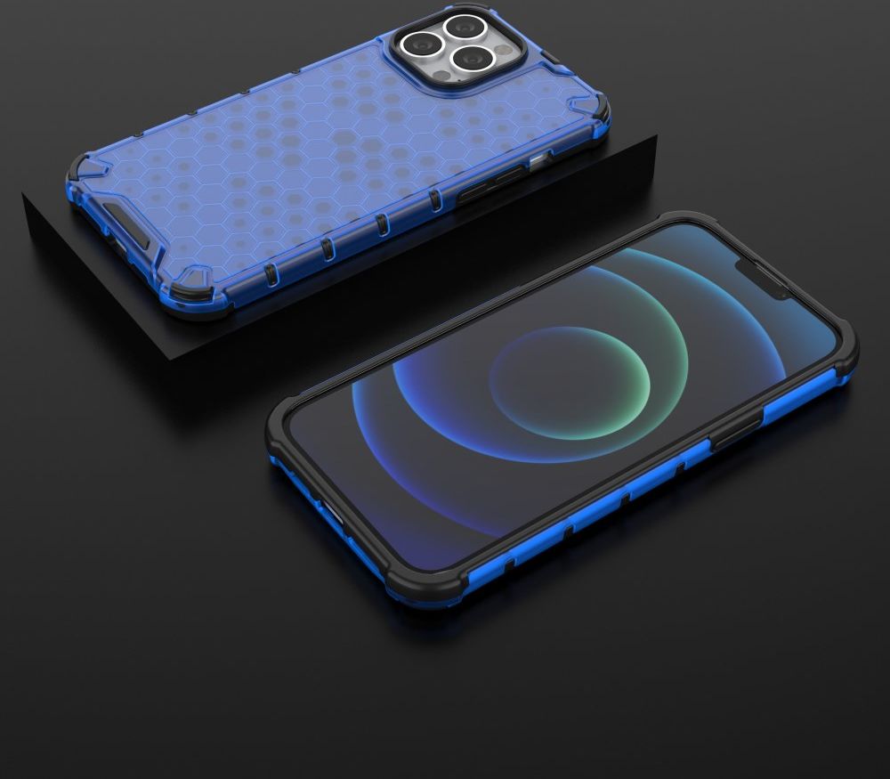 Apple iPhone 13 Pro Max Hybride Honinggraat Hoesje Blauw afbeelding 4