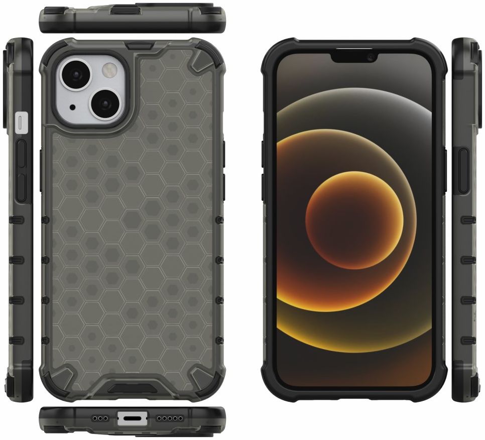 Apple iPhone 13 Hybride Honinggraat Hoesje Zwart afbeelding 2