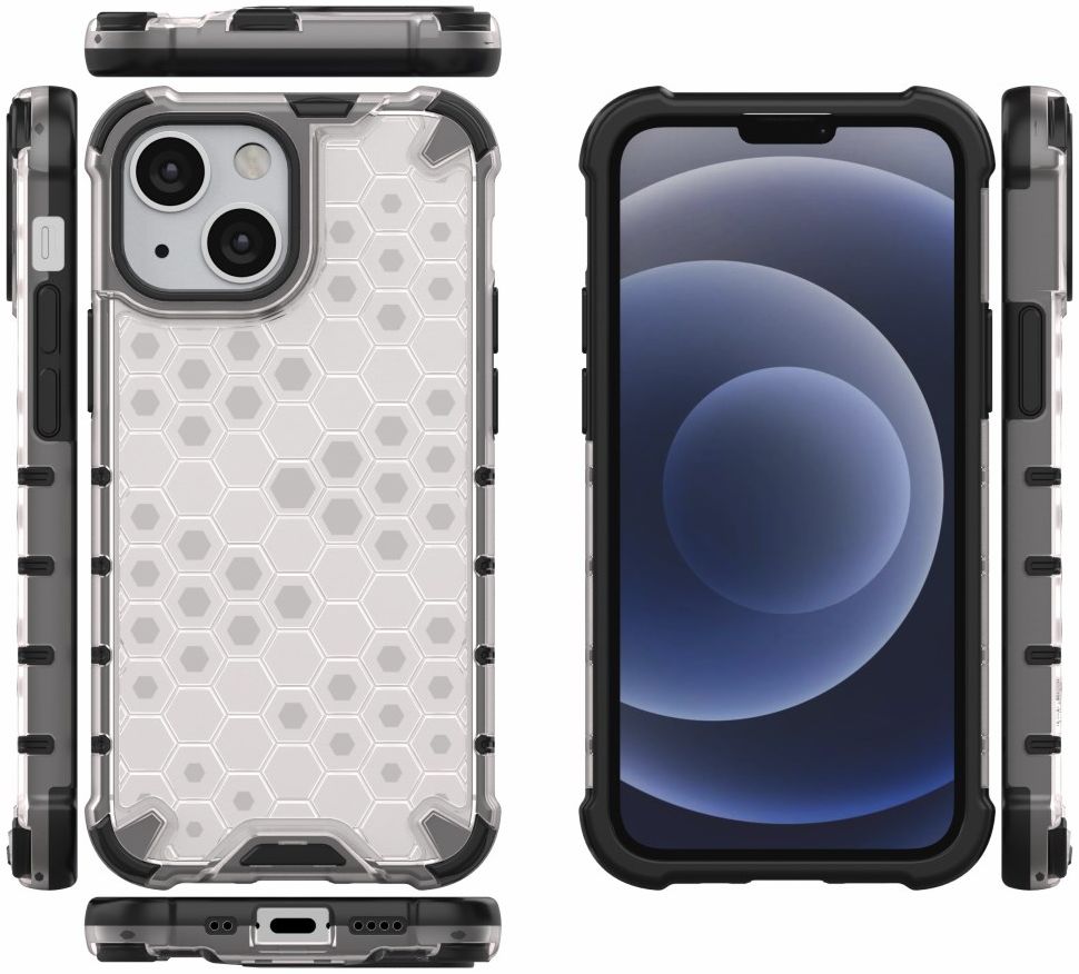 Apple iPhone 13 Mini Hybride Honinggraat Hoesje Grijs afbeelding 2
