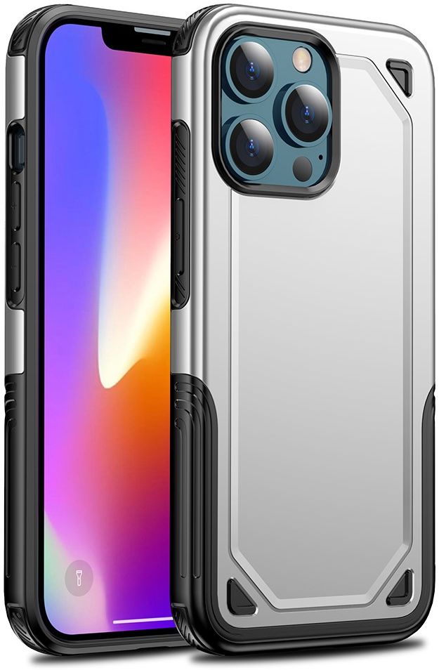 Apple iPhone 13 Pro Max Hoesje Hybride Back Cover Zilver afbeelding 1