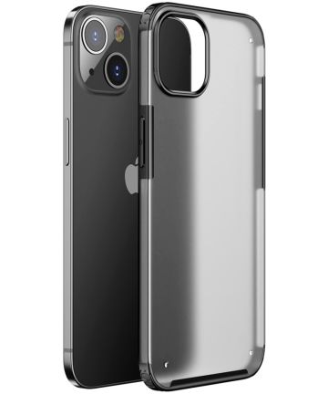 Apple iPhone 13 Mini Hoesje Hybride Back Cover Mat Transparant Zwart Hoesjes