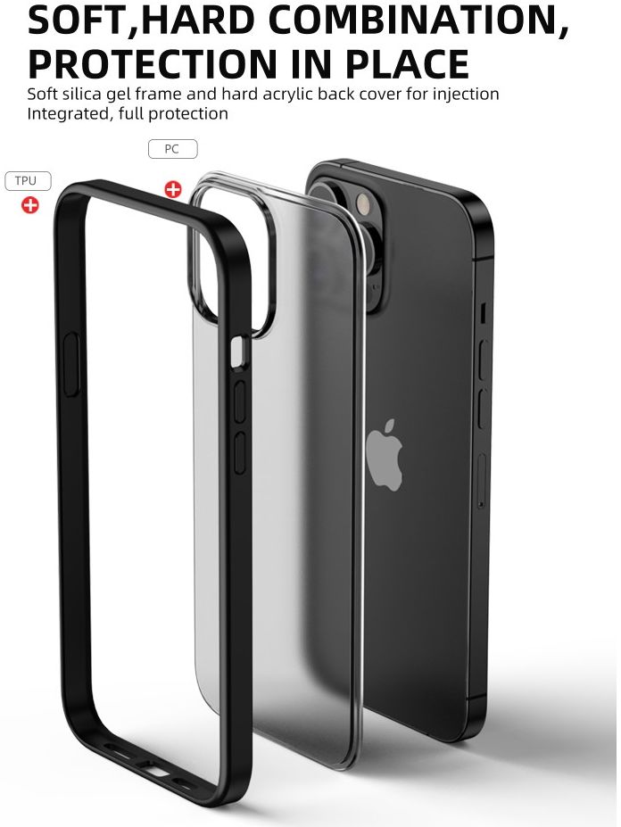 iPaky Apple iPhone 13 Pro Hoesje Hybride Back Cover Zwart afbeelding 2