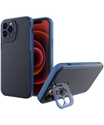 Apple iPhone 13 Hoesje met Camera Protector Kickstand Back Cover Blauw Hoesjes