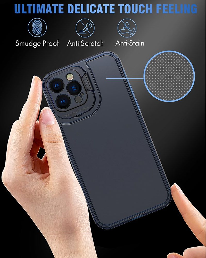 Apple iPhone 13 Hoesje met Camera Protector Kickstand Back Cover Blauw afbeelding 5
